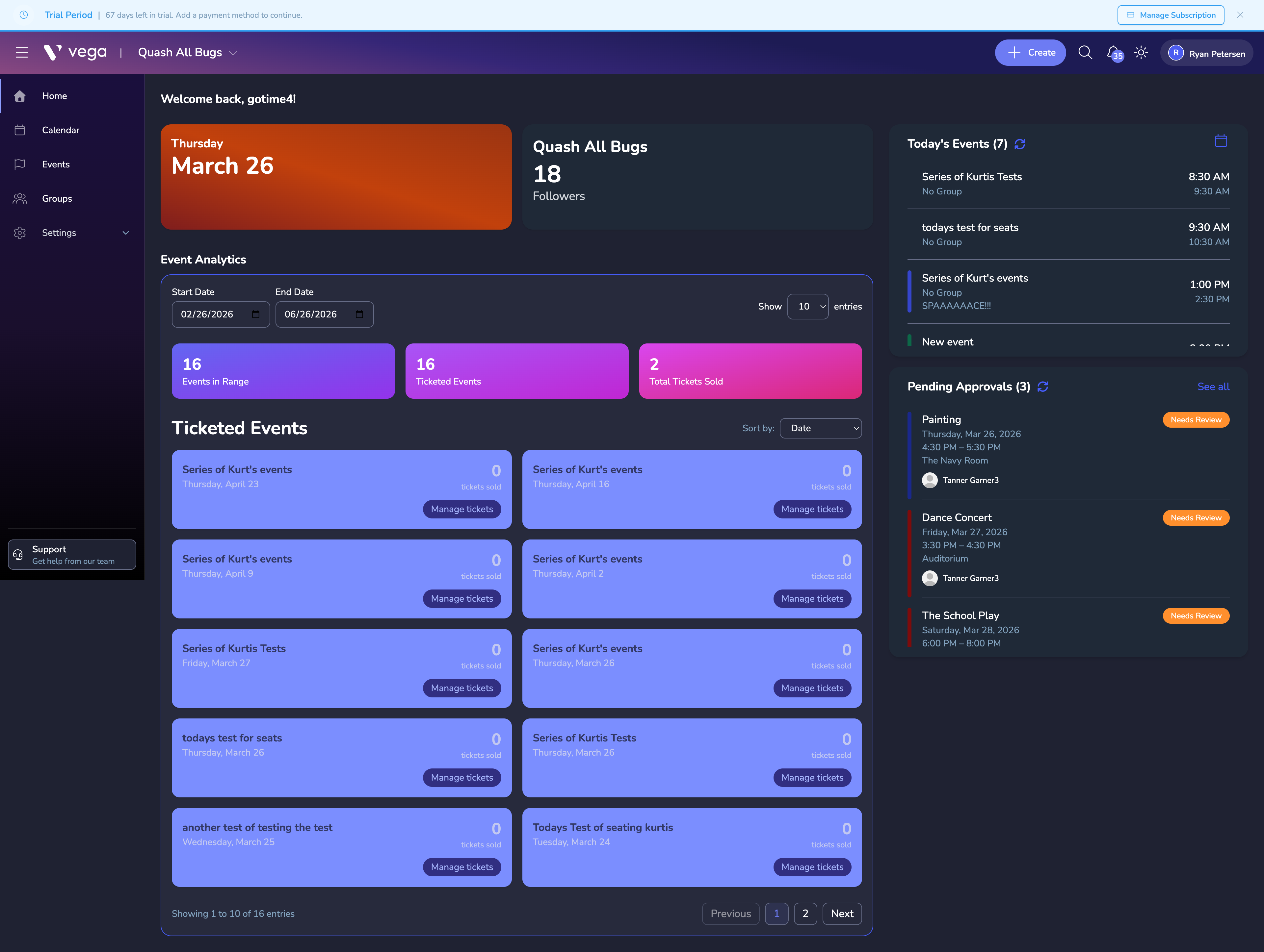 Vega Admin Dashboard