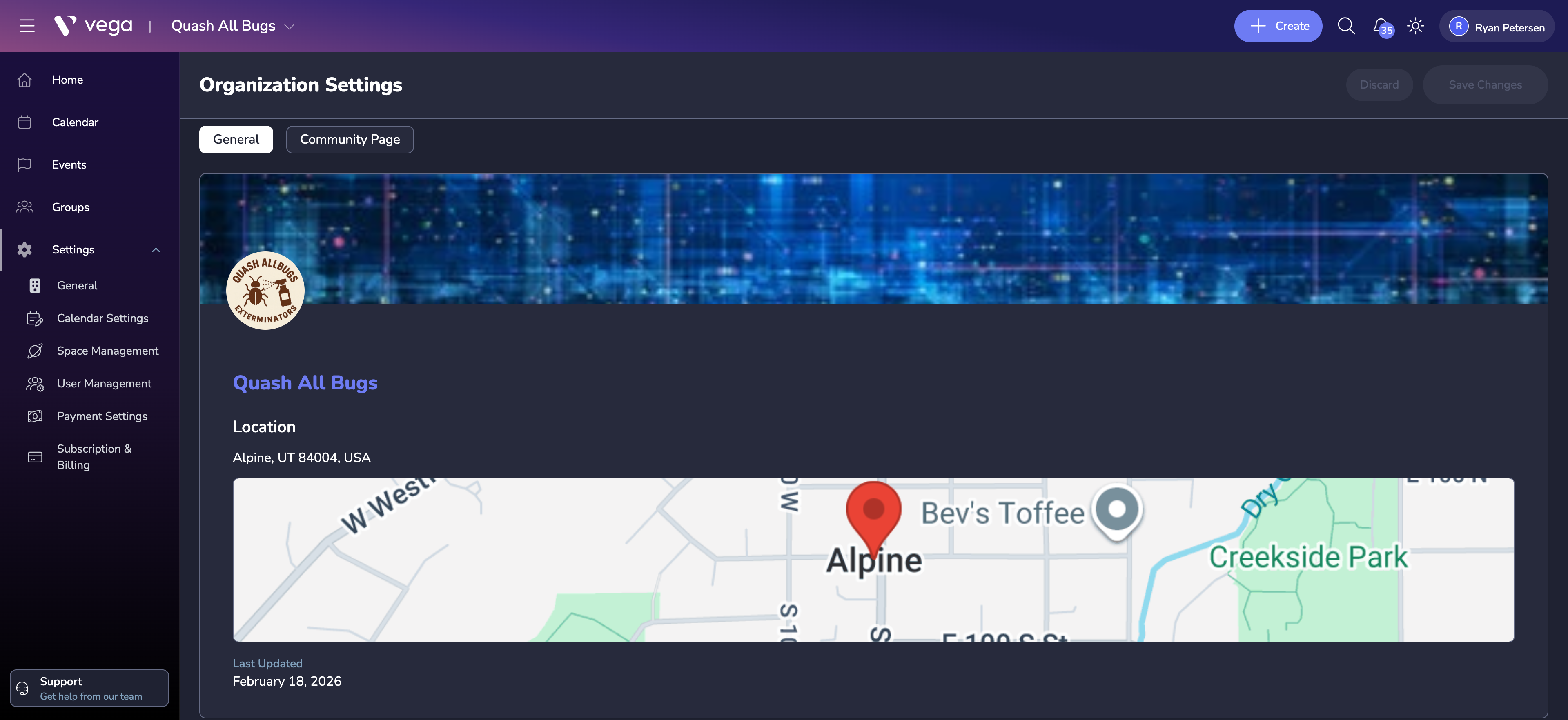 Organization Settings - General tab