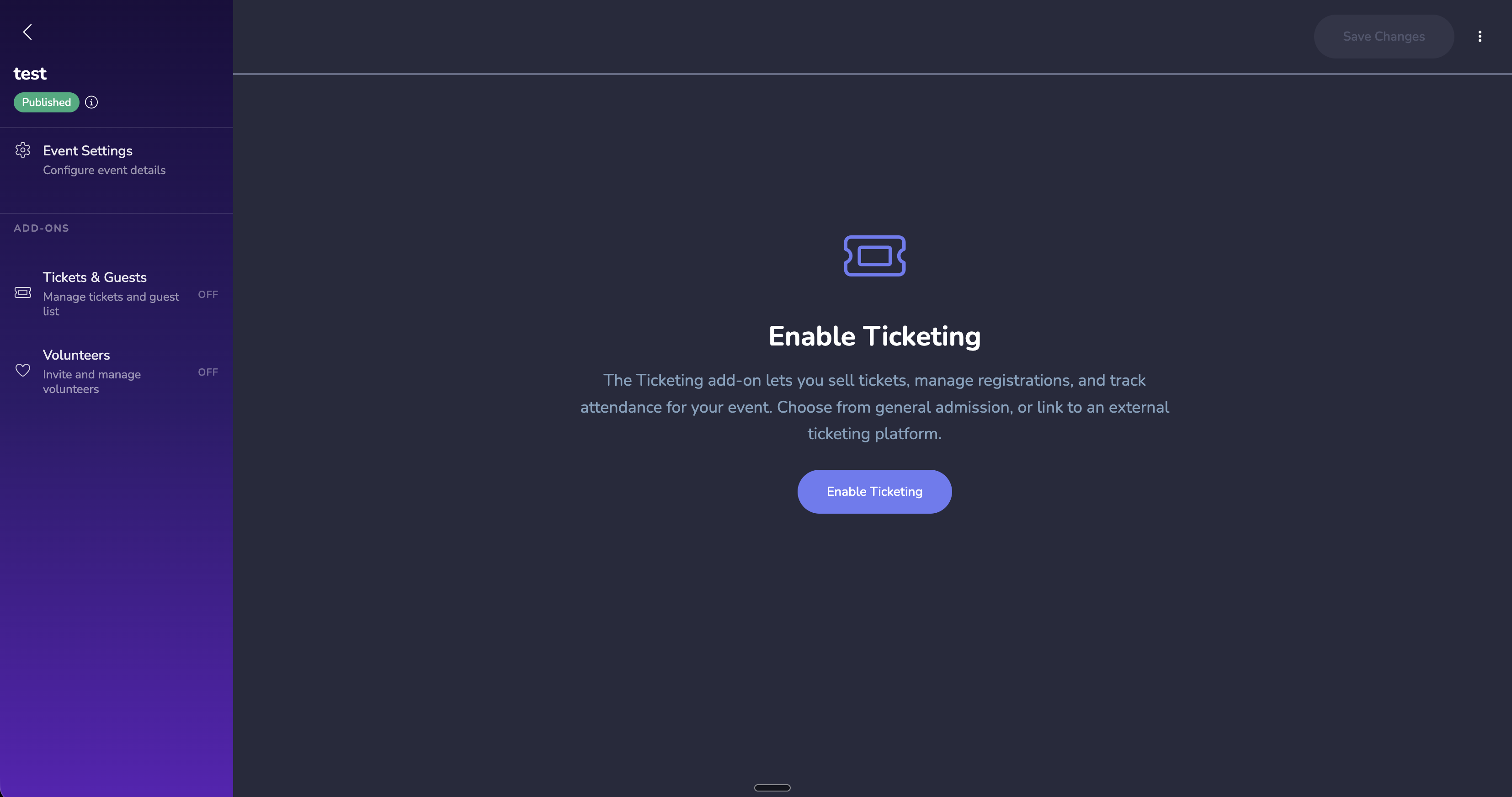 Enable Ticketing add-on