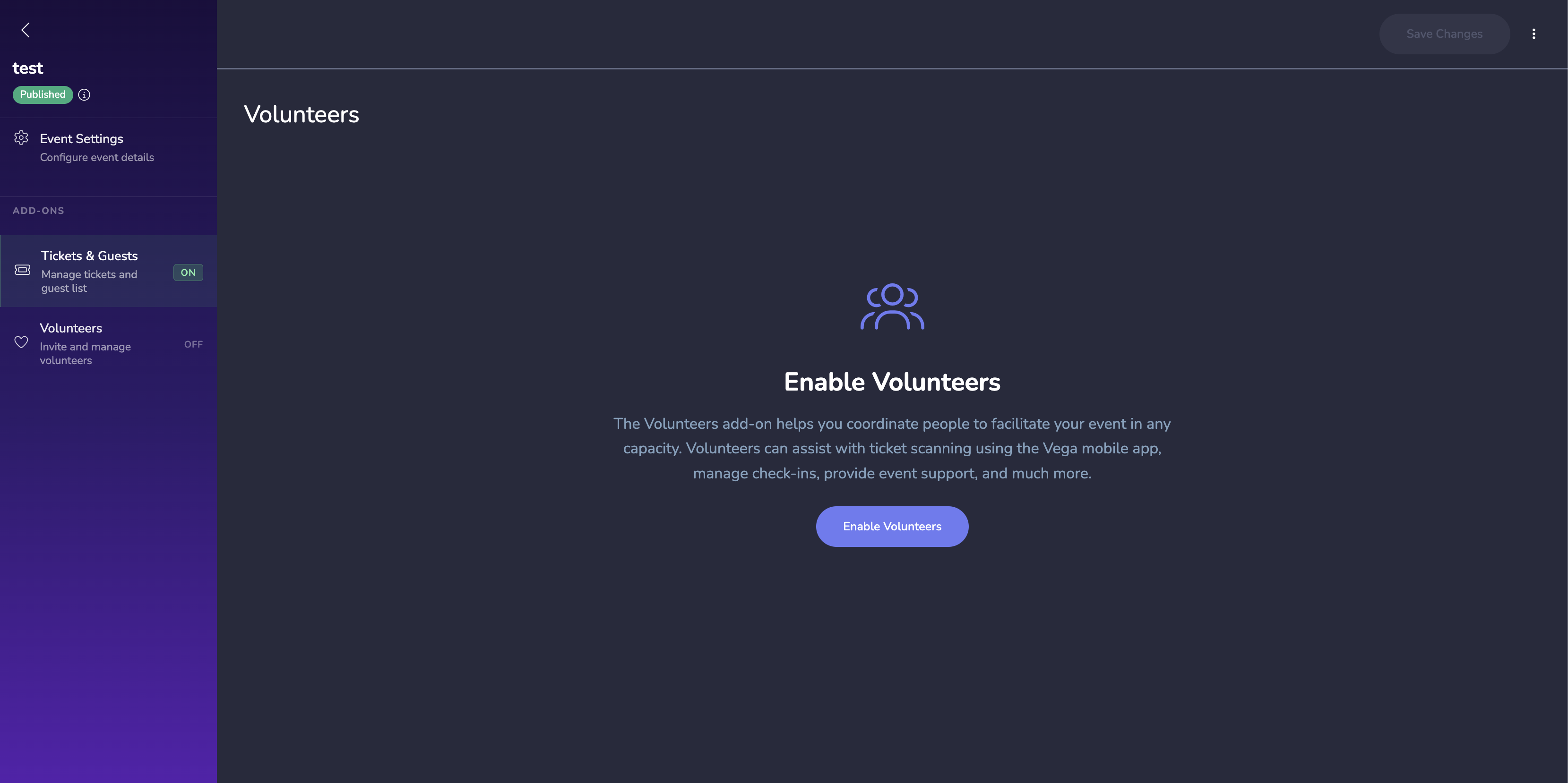 Enable Volunteers add-on