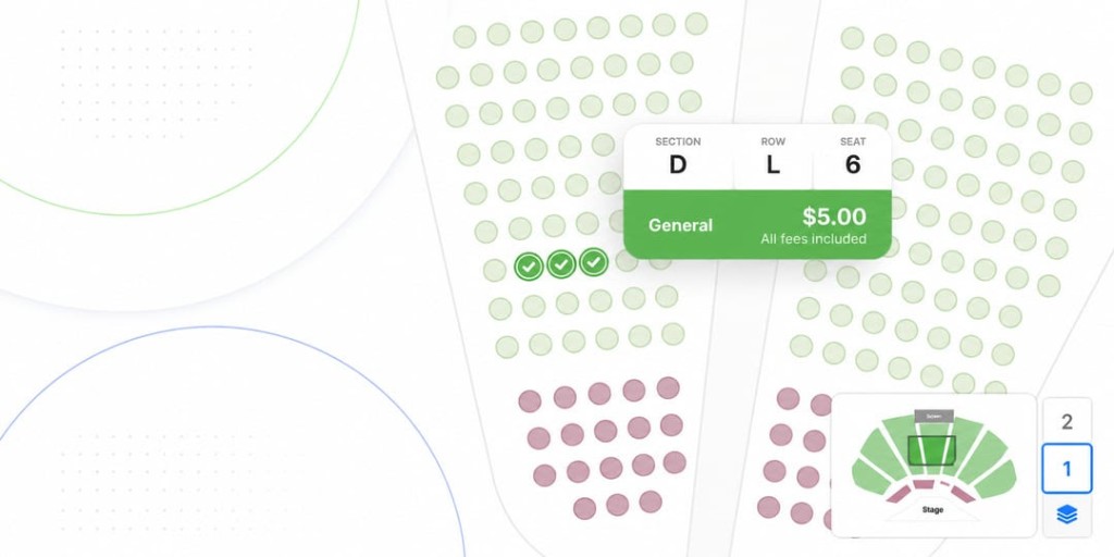 Reserved seating seat map in Vega